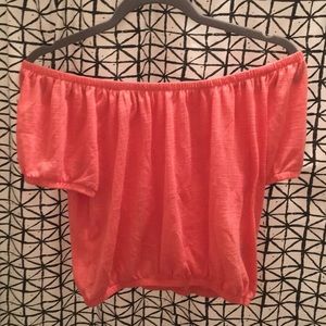 Coral off the shoulder crop top
